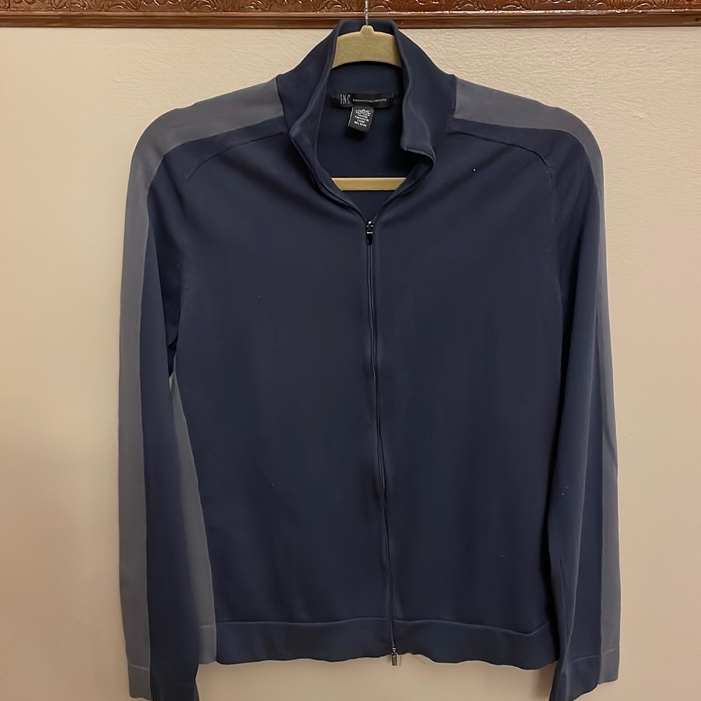 INC men’s Pima cotton blend zip up knit lightweight sweater mock turtleneck SM